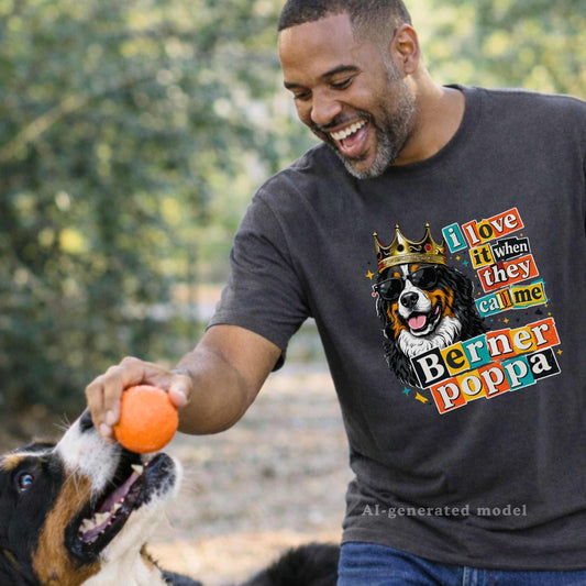 I Love It When They Call Me Berner Poppa T-Shirt | Funny Bernese Mountain Dog Dad Gift Tee | The Bernie Bears