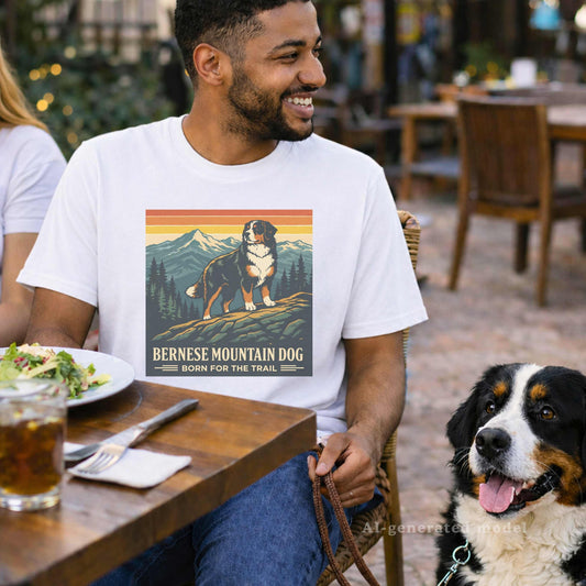 Bernese Mountain Dog Born for the Trail T-Shirt | Vintage National Park Style Berner Tee