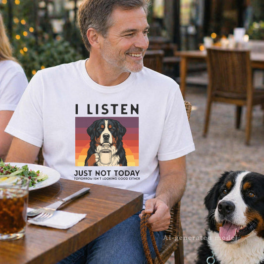 I Listen Just Not Today Bernese Mountain Dog T-Shirt | Funny Sarcastic Berner Tee
