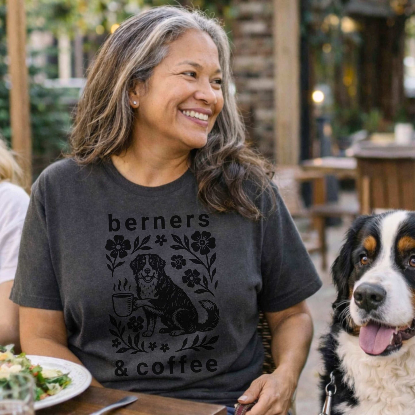 Bernese Mountain Dog Coffee T-Shirt | Berner Mom Line Art Gift Tee | The Bernie Bears