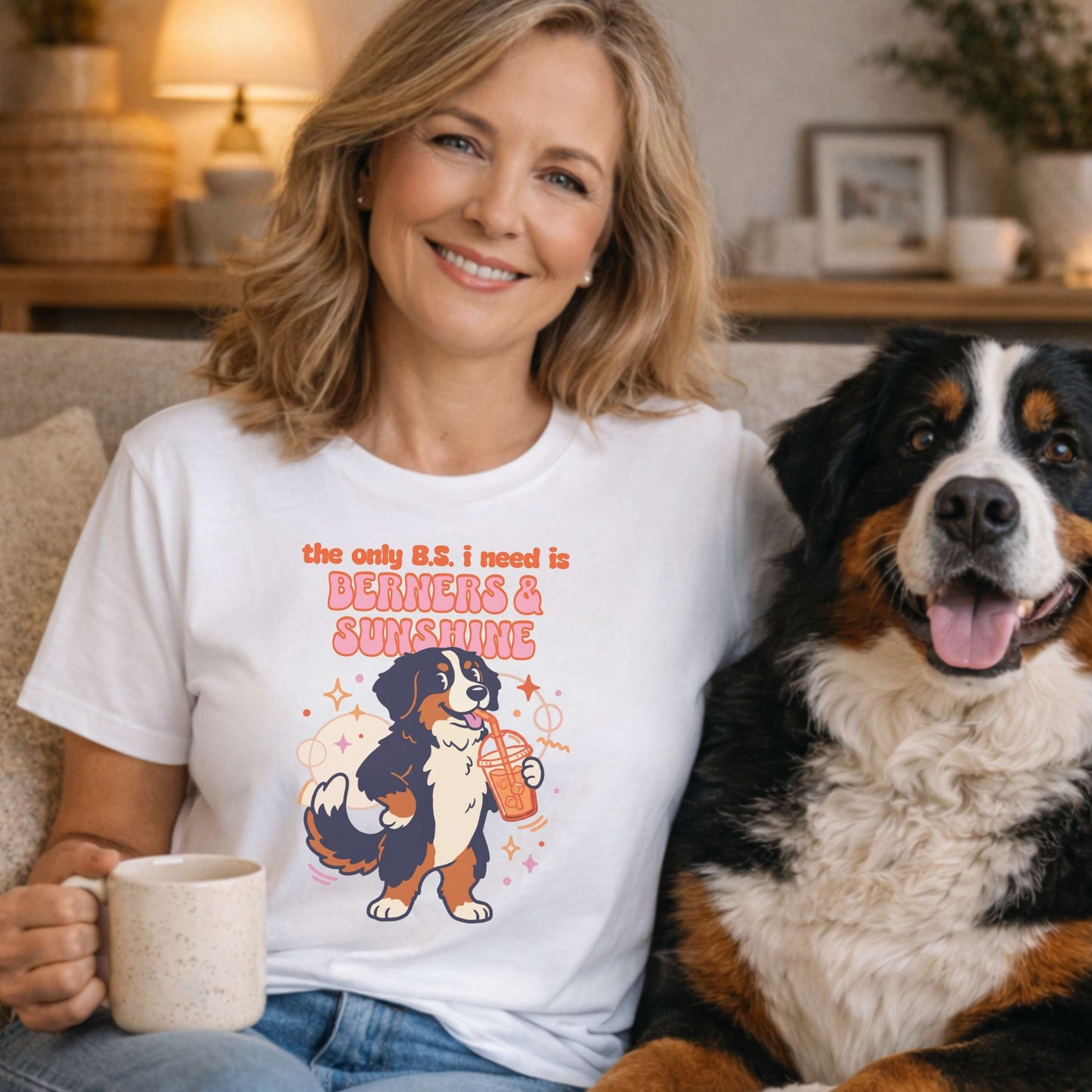 The Only B.S. I Need Is Berners & Sunshine T-Shirt | Funny Bernese Mountain Dog Tee