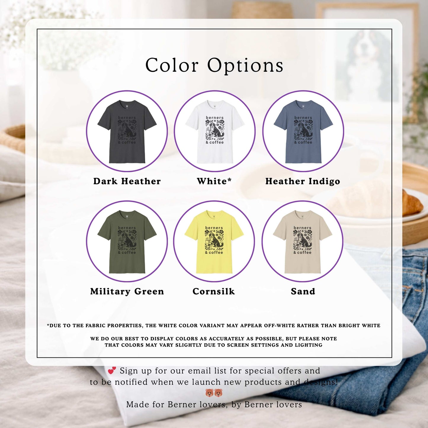 Bernese Mountain Dog Coffee T-Shirt | Berner Mom Line Art Gift Tee | The Bernie Bears