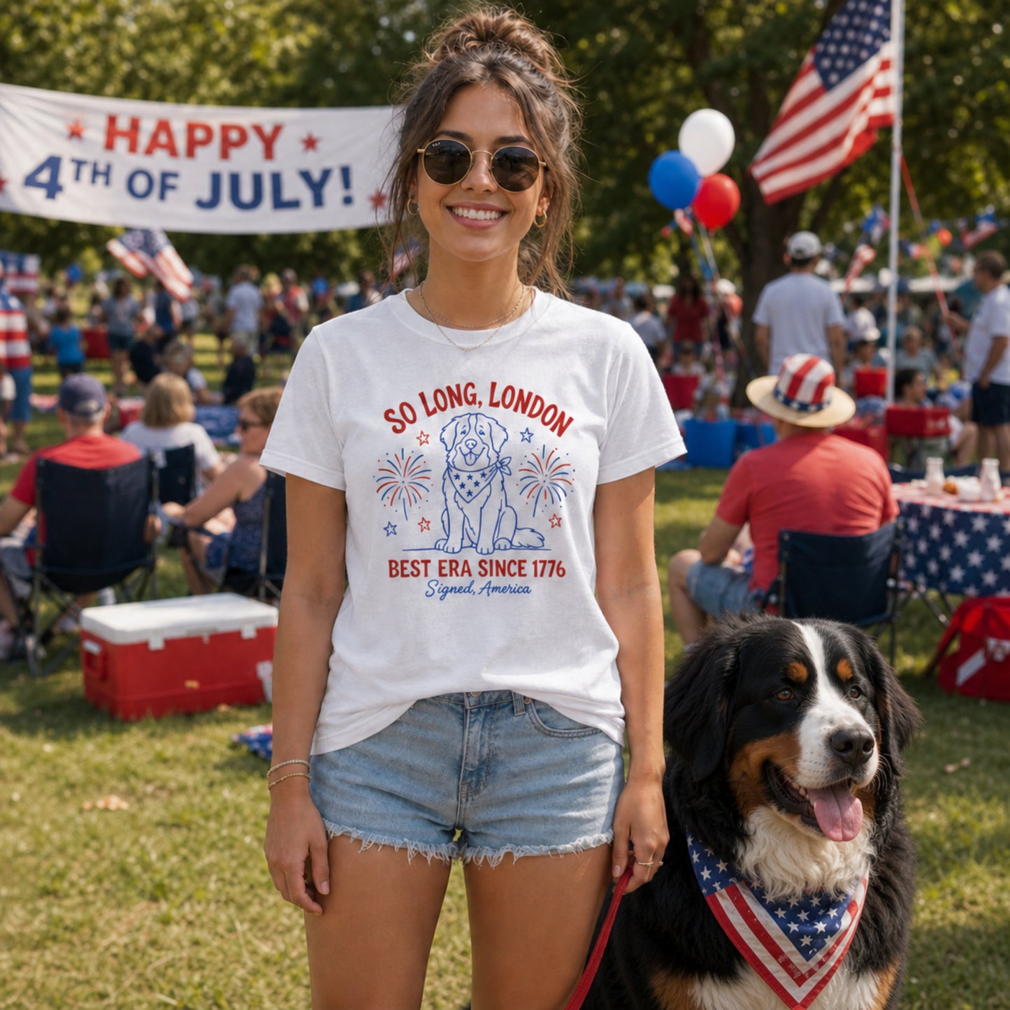 Bernese Mountain Dog 4th of July Shirt | Patriotic Gift for Dog Mom & Dad