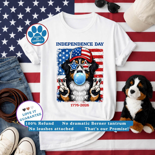 Independence Day Berner Boy T-Shirt | Cute 4th of July Bernese Mountain Dog Tee | Berner Dad Gift | 1776-2026