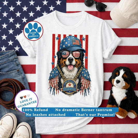 America 250 Bernese Mountain Dog T-Shirt — Funny Patriotic Semiquincentennial Berner Tee