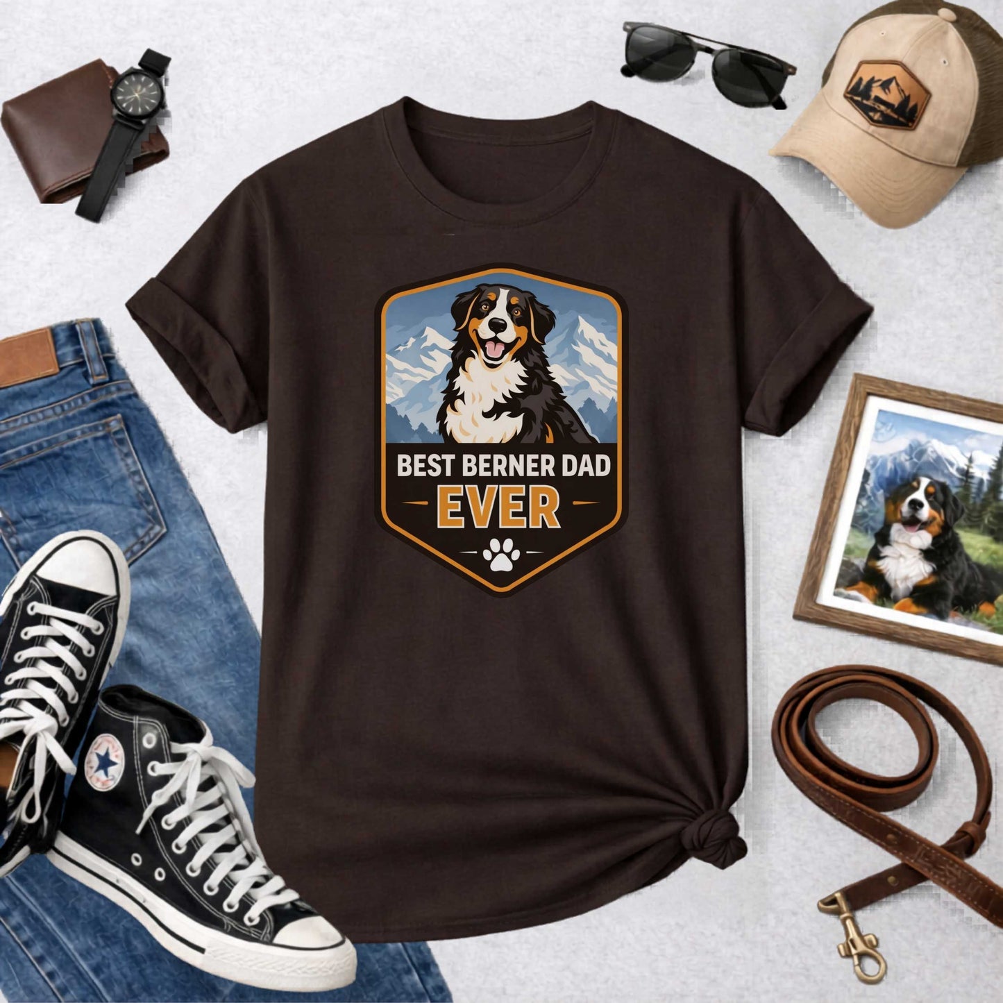 Best Berner Dad Ever T-Shirt | Bernese Mountain Dog Dad Gift Tee