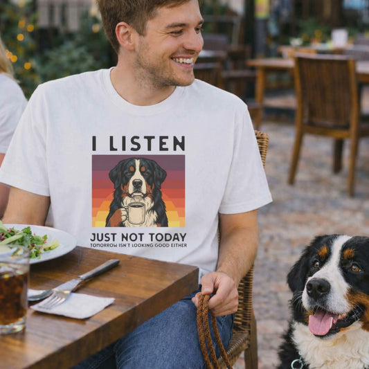 I Listen Just Not Today Bernese Mountain Dog T-Shirt | Funny Sarcastic Berner Tee
