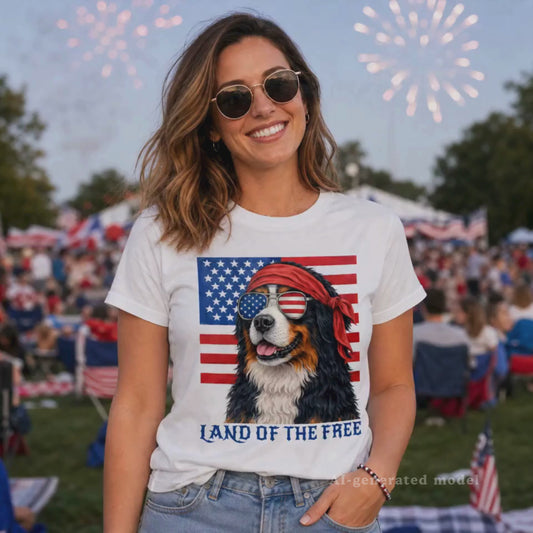 Patriotic Bernese Mountain Dog Gift Shirt | Biker Berner 4th of July Tee — Land of the Free