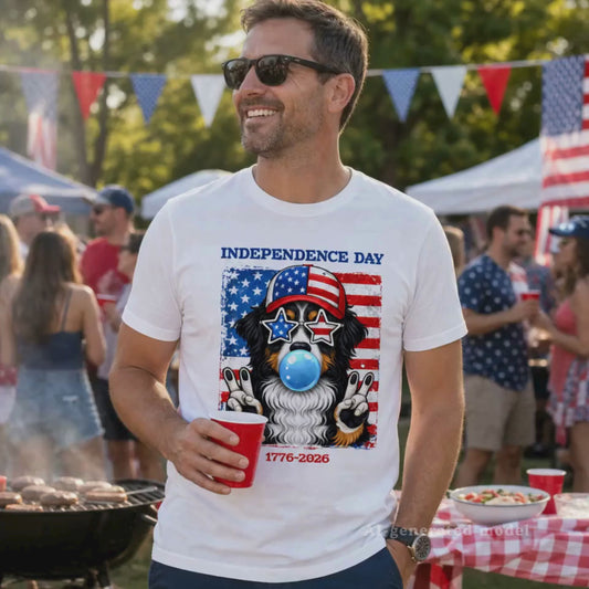 Independence Day Berner Boy T-Shirt | Cute 4th of July Bernese Mountain Dog Tee | Berner Dad Gift | 1776-2026