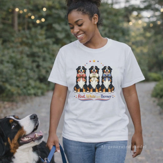 4th of July Bernese Mountain Dog Gift Shirt | Patriotic Berner Tee — Red White and Berner