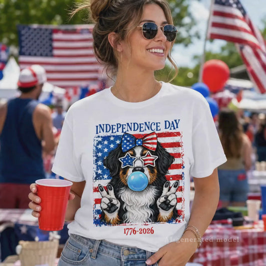Bernese Mountain Dog America 250 Gift Shirt | Independence Day Berner Tee — 1776-2026