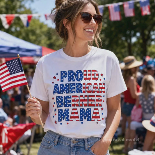 Patriotic Bernese Mountain Dog Mom Gift Shirt | 4th of July Berner Tee — Proud American Berner Mama