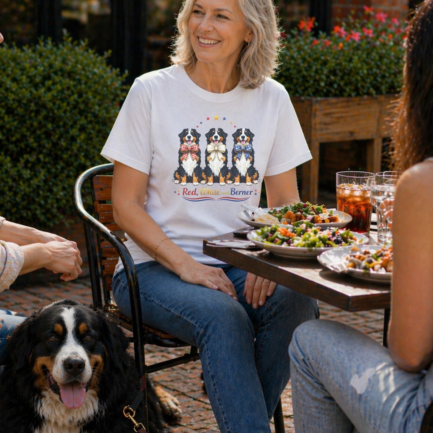 Red White and Berner T-Shirt | Patriotic 4th of July Bernese Mountain Dog Tee | America 250th Birthday