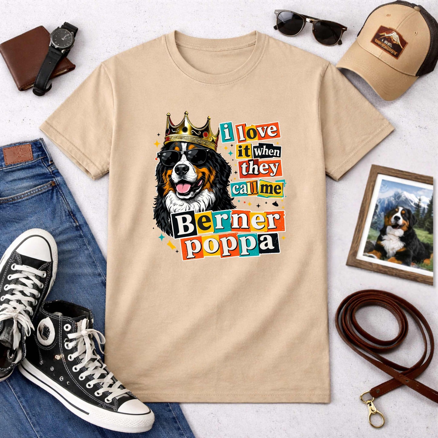 I Love It When They Call Me Berner Poppa T-Shirt | Funny Bernese Mountain Dog Dad Gift Tee | The Bernie Bears