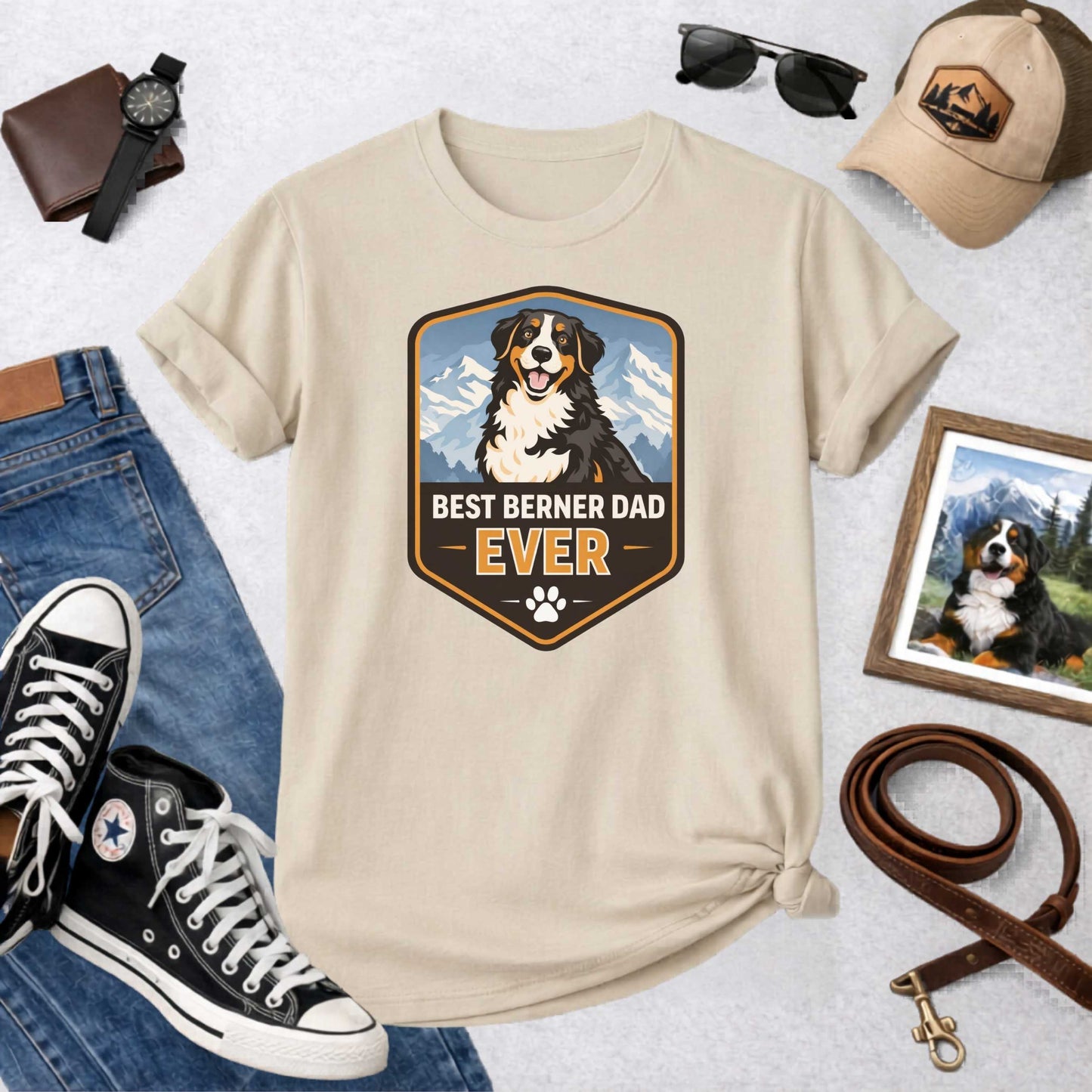 Best Berner Dad Ever T-Shirt | Bernese Mountain Dog Dad Gift Tee