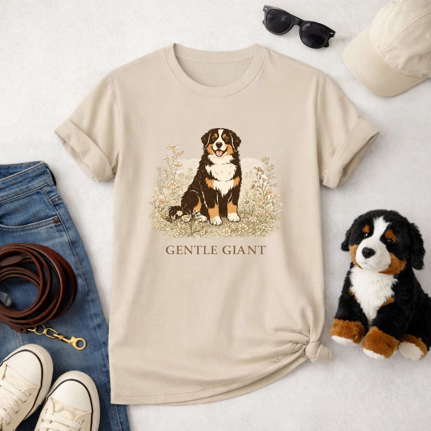 Bernese Mountain Dog Gentle Giant Wildflower T-Shirt | Berner Nature Lover Gift Tee | The Bernie Bears