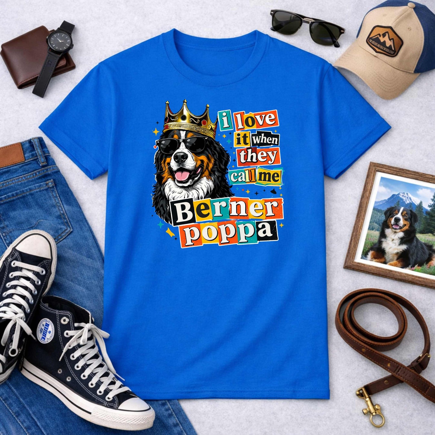I Love It When They Call Me Berner Poppa T-Shirt | Funny Bernese Mountain Dog Dad Gift Tee | The Bernie Bears