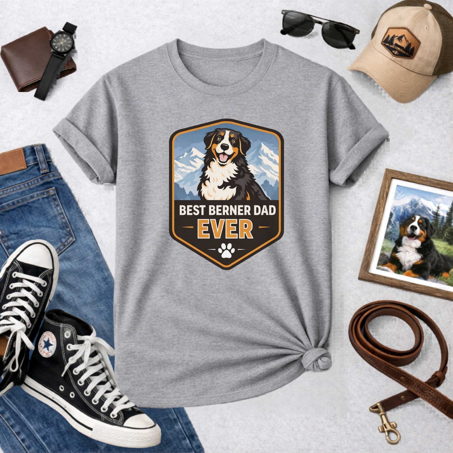 Best Berner Dad Ever T-Shirt | Bernese Mountain Dog Dad Gift Tee
