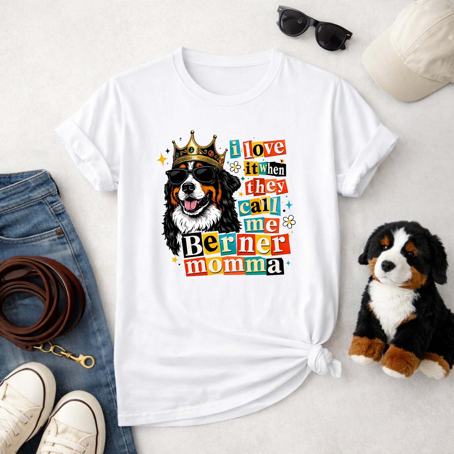 Funny Bernese Mountain Dog Mom Momma Tee, Bernese Mama Gift, Berner Owner Shirt, Cool Streetwear Dog Lover Apparel, Bold Humor Retro Graphic