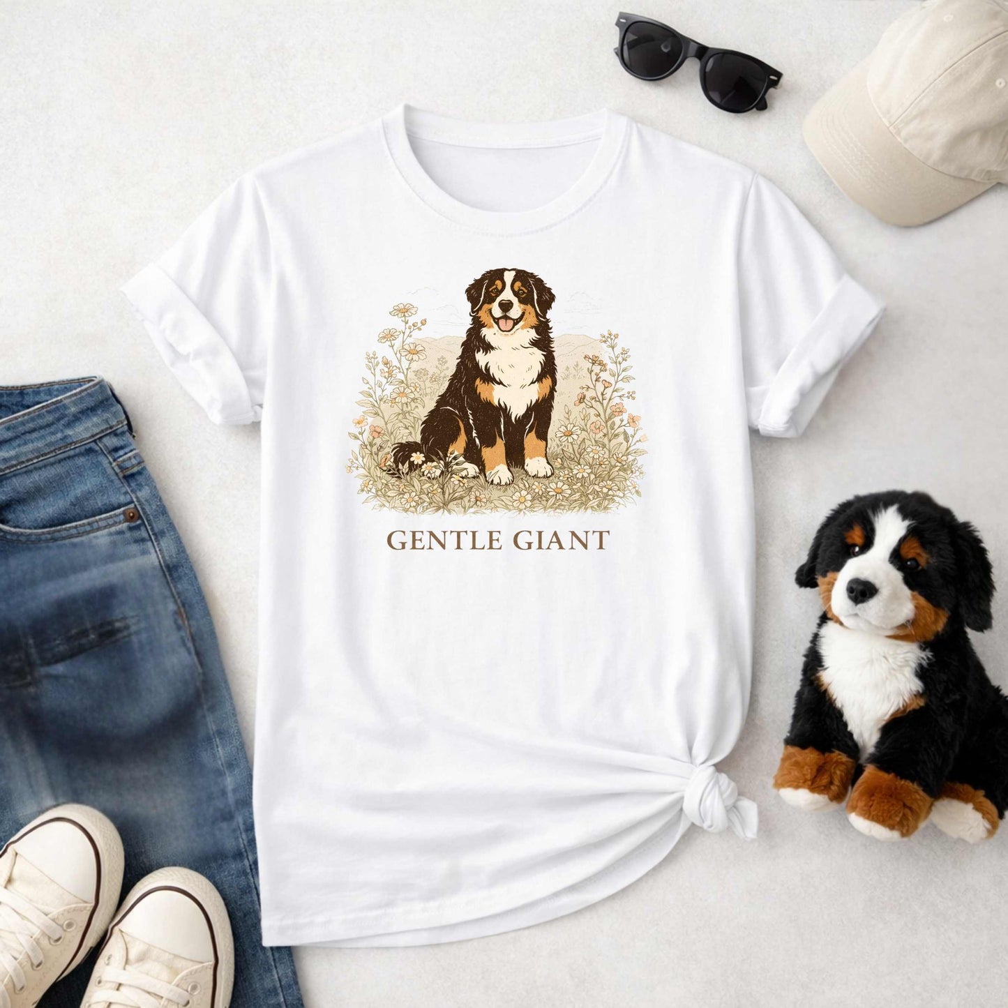 Bernese Mountain Dog Mom Gift Shirt | Wildflower Nature Lover Tee | Gentle Giant Design