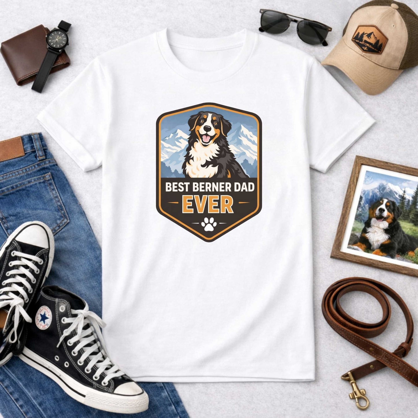 Best Berner Dad Ever T-Shirt | Bernese Mountain Dog Dad Gift Tee