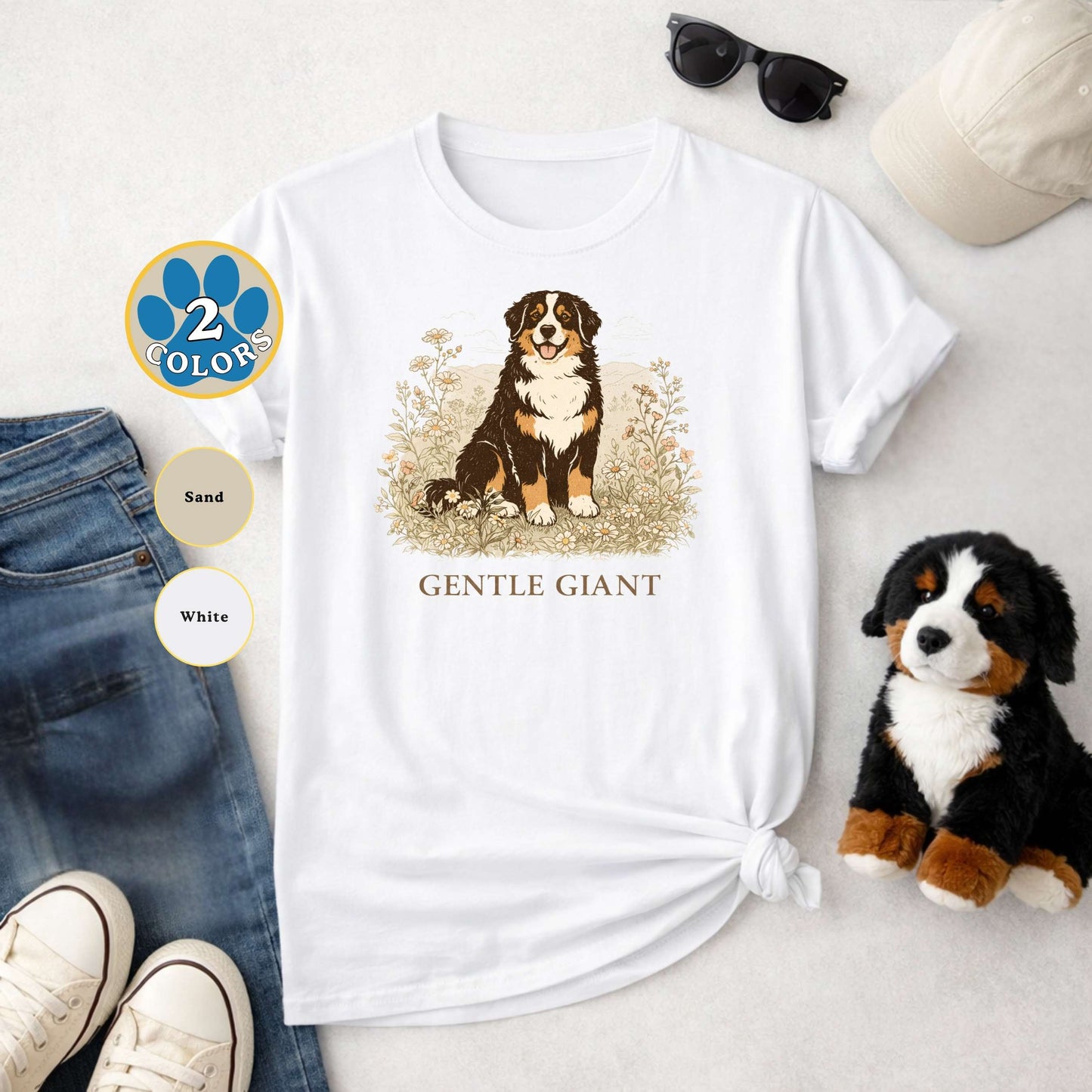 Bernese Mountain Dog Gentle Giant Wildflower T-Shirt | Berner Nature Lover Gift Tee | The Bernie Bears