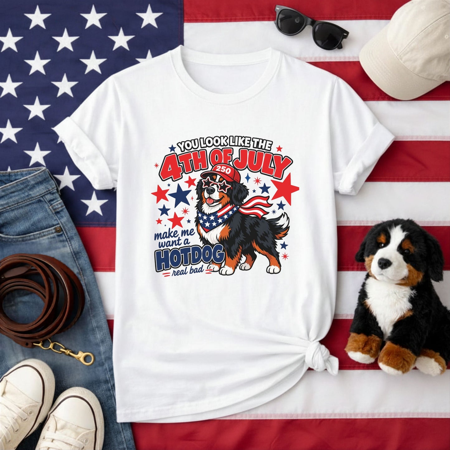 Funny 4th of July Bernese Mountain Dog Gift Shirt | Patriotic Berner Tee — You Look Like the 4th of July