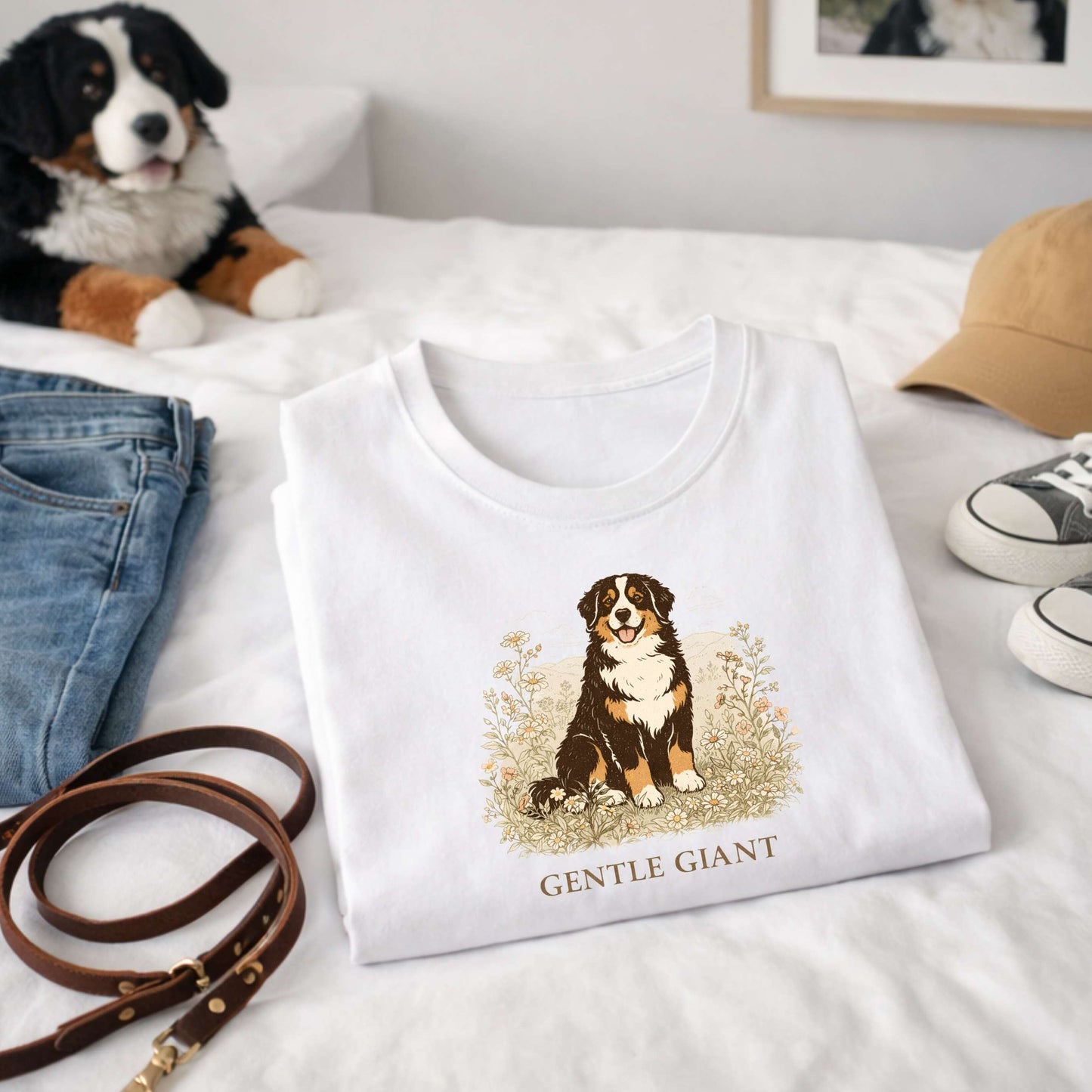Bernese Mountain Dog Gentle Giant Wildflower T-Shirt | Berner Nature Lover Gift Tee | The Bernie Bears